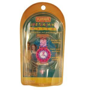 Playskool Time Teaching Watch Analog Vintage Pink Hearts New Purple